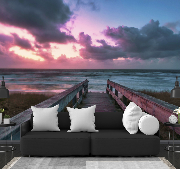 Pink clouds and a deck Sky Wall Mural - TenStickers