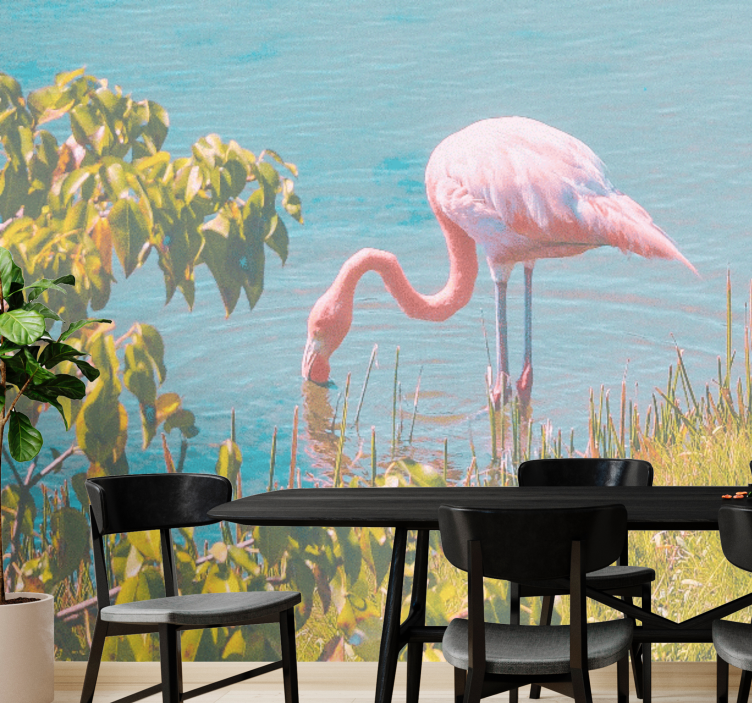 Pink Flamingo Serenity animal mural - TenStickers