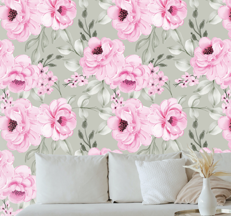 Pastel peonies arrangement flower mural - TenStickers