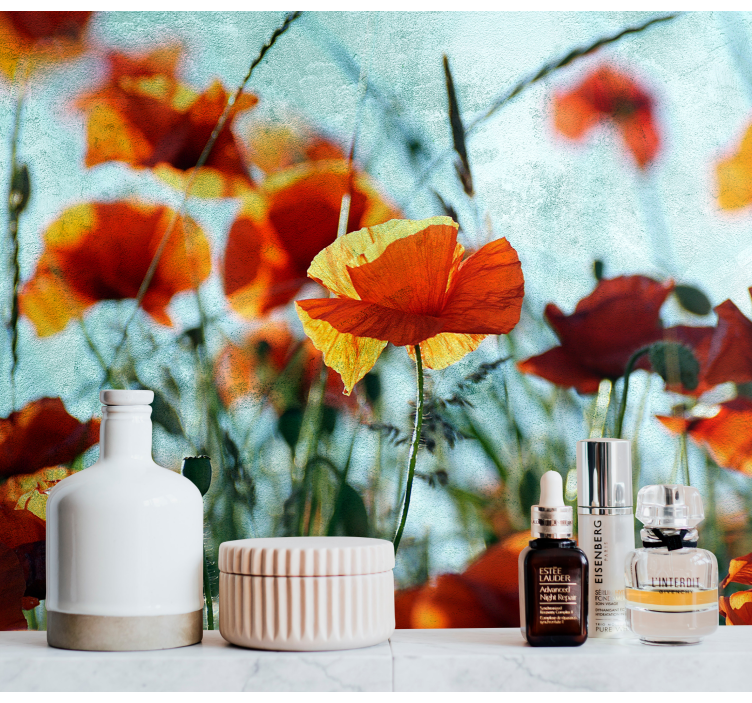 Poppy wall mural lively poppy flowers design - TenStickers