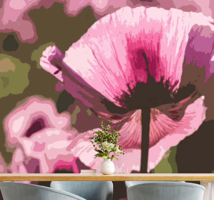 Poppy wall mural pink poppy blossom - TenStickers