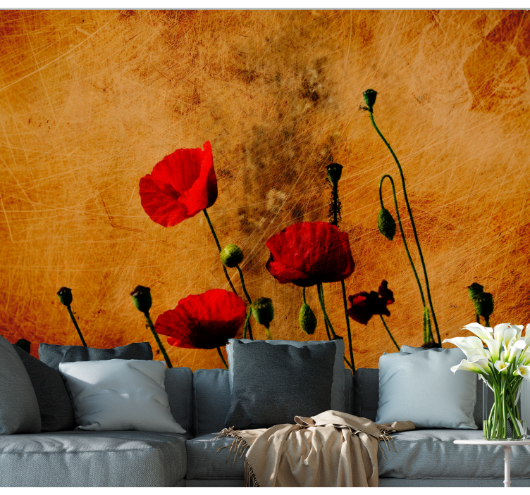 Poppy wall mural vivid red poppies design - TenStickers