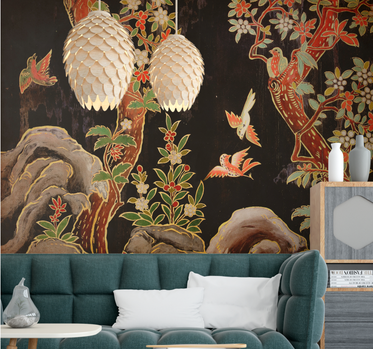 Pretty Birds in Branches wall mural - TenStickers