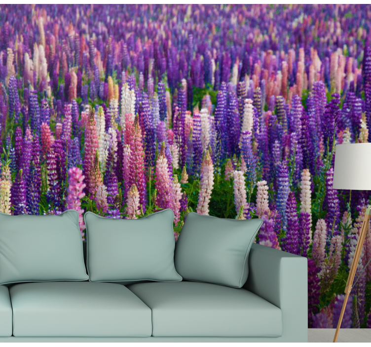 Purple flower field wall mural - TenStickers