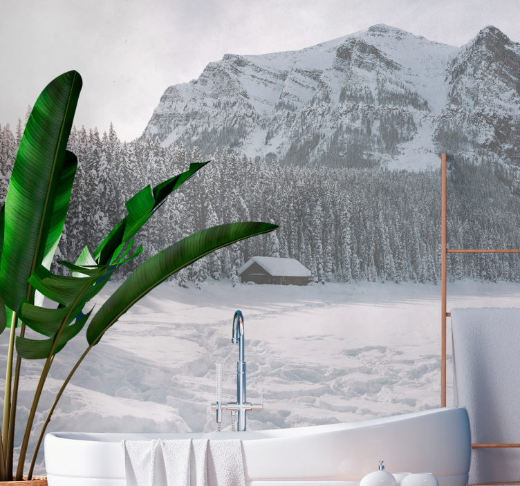 Realistic snowy forest Christmas wall mural - TenStickers