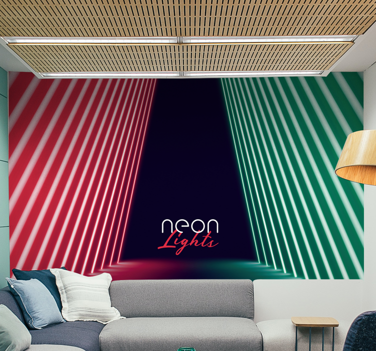 Red green neon light stage 3D Wall Mural - TenStickers