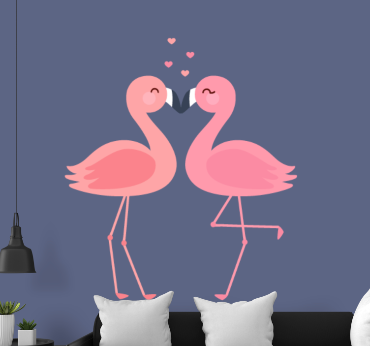 Romantic wall mural flamingos in love - TenStickers