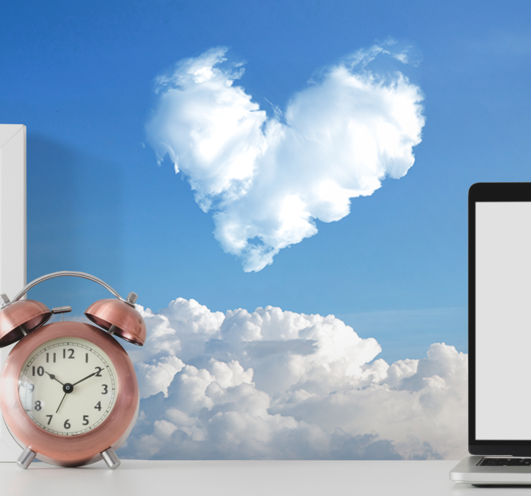 Romantic wall mural heart shaped clouds - TenStickers