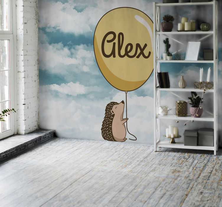 Romantic wall mural hedgehog balloon delight - TenStickers