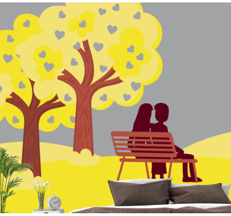 Romantic wall mural of a loving couple silhouette - TenStickers