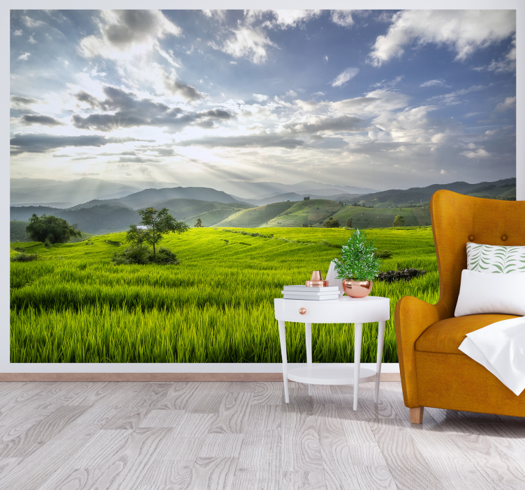 Serene Green Fields landscape mural - TenStickers
