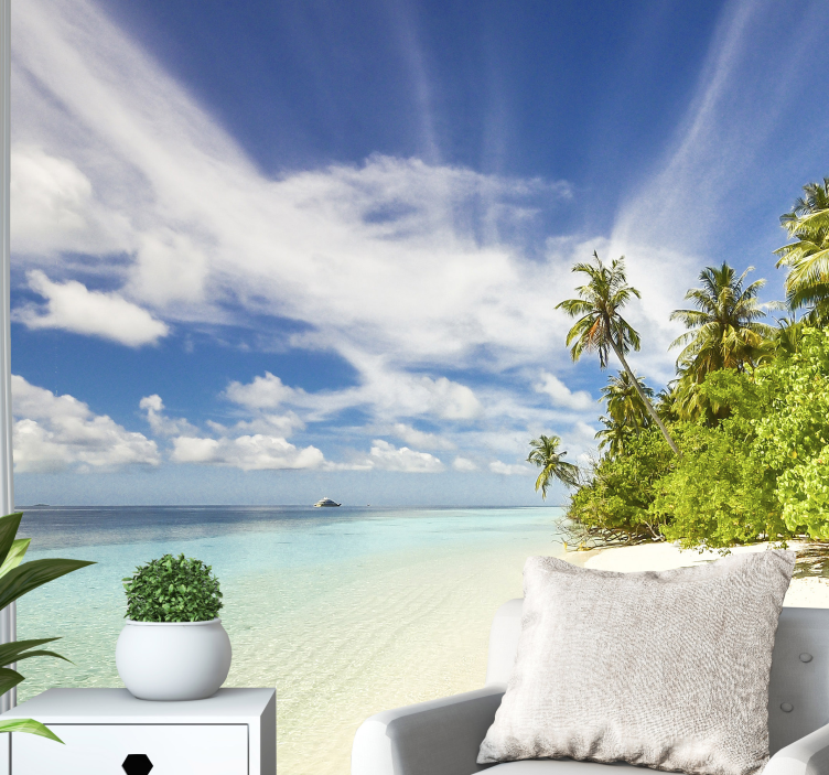 Sky wall mural tropical island paradise - TenStickers