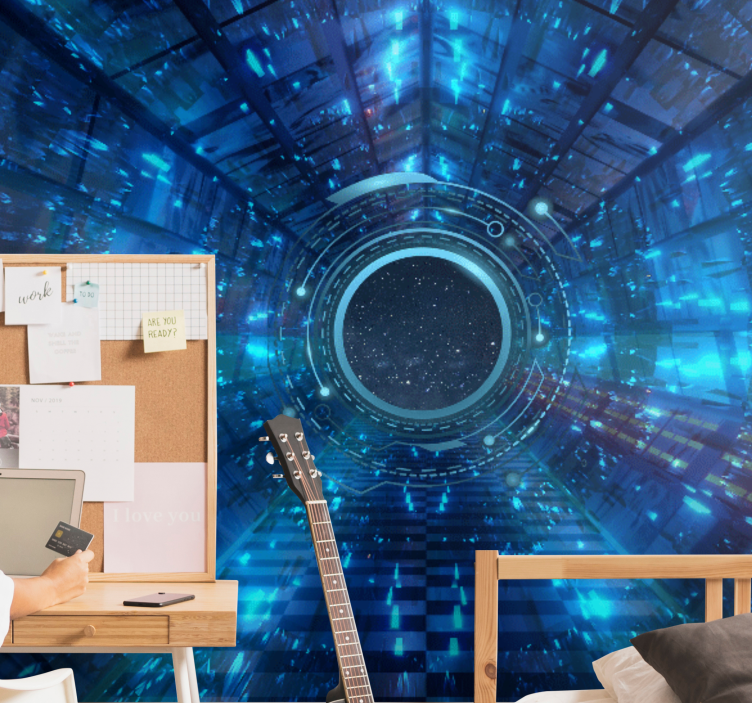 Space wall mural 3d cosmic portal design - TenStickers