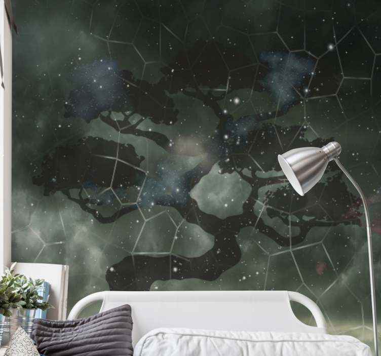 Space wall mural celestial tree silhouette - TenStickers
