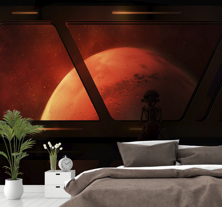 Space wall mural martian landscape view - TenStickers