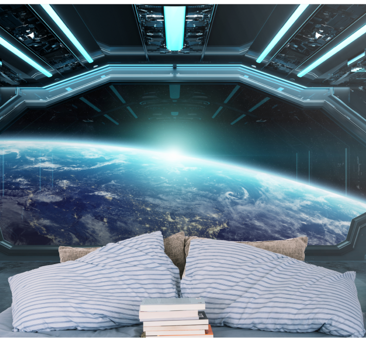 Spaceship window 3D wall mural - TenStickers