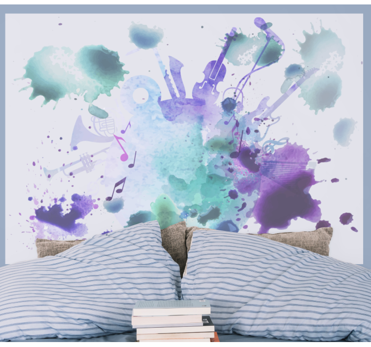 Splash music notes wall mural - TenStickers