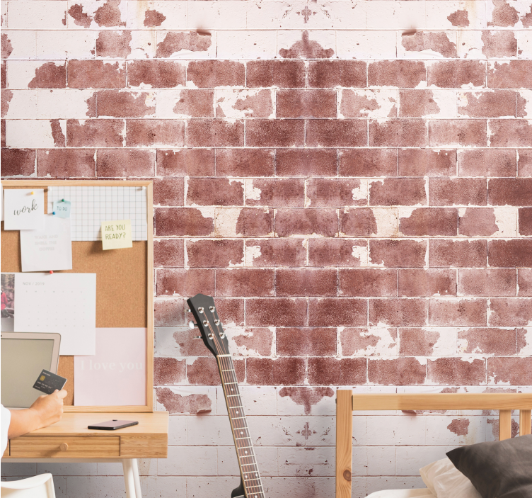 Stone wall mural rustic brick finish - TenStickers