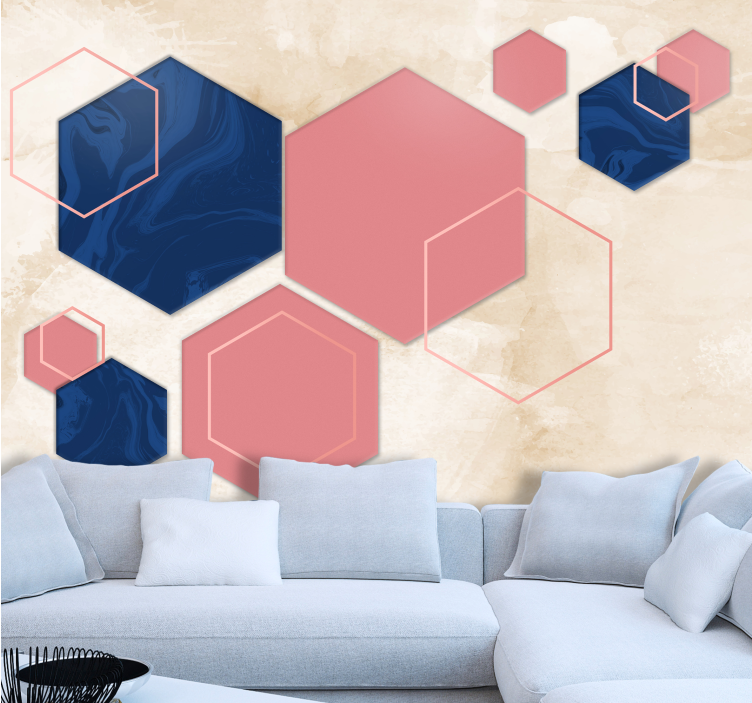 Texture wall mural geometric hexagonal patterns - TenStickers