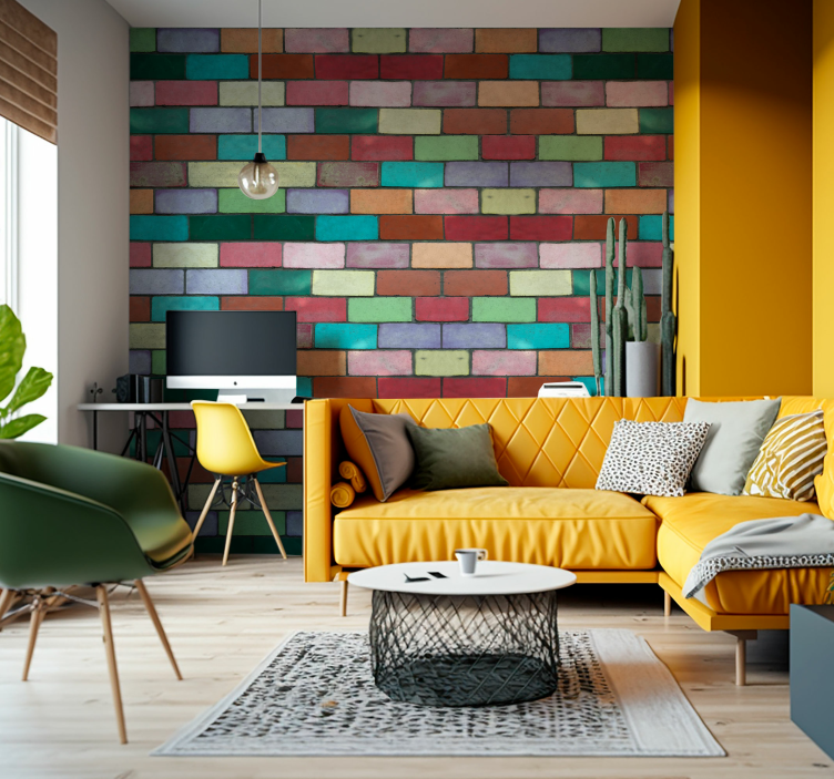 Texture wall mural vibrant brick design - TenStickers