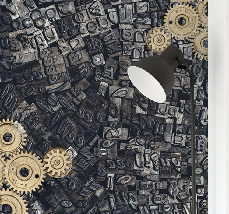 Texture wall mural with mechanical gear designs - TenStickers
