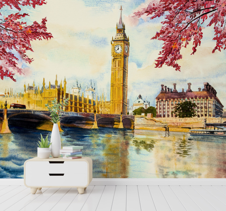 Thames and Big Ben london wall mural - TenStickers