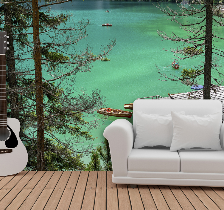 Tranquil Lake Vista landscape mural - TenStickers
