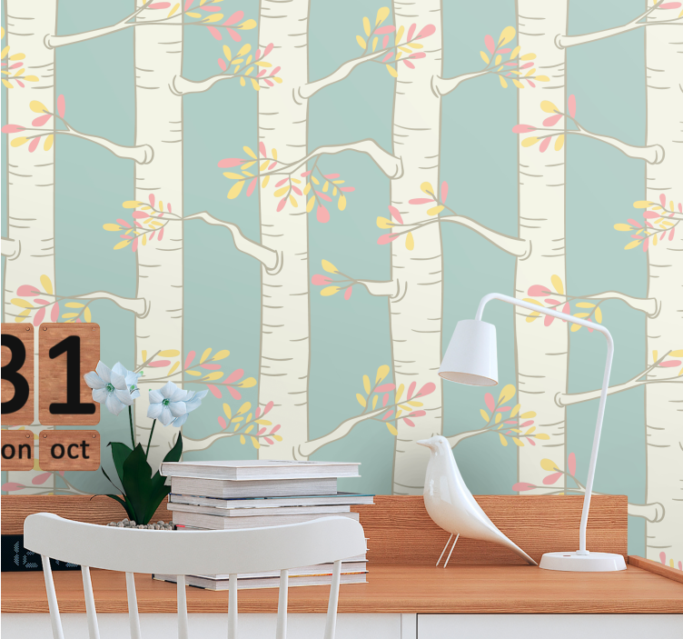 Tree wall mural birch tree design - TenStickers