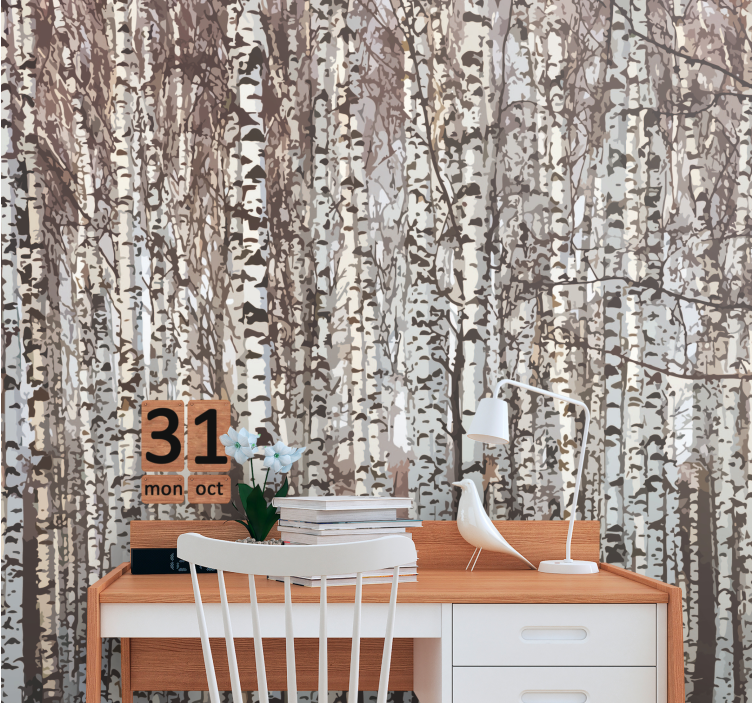 Tree wall mural birch tree forest - TenStickers