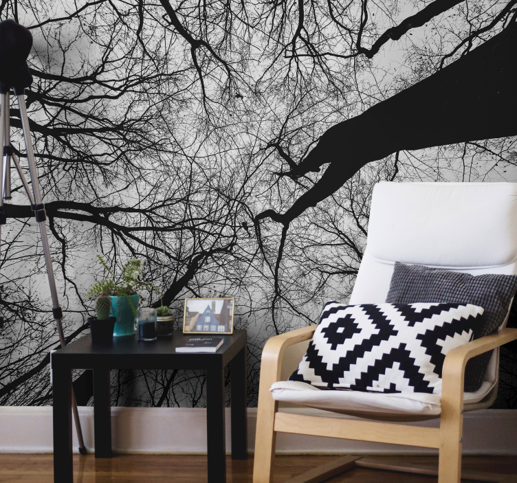 Tree wall mural intertwining branch silhouettes - TenStickers
