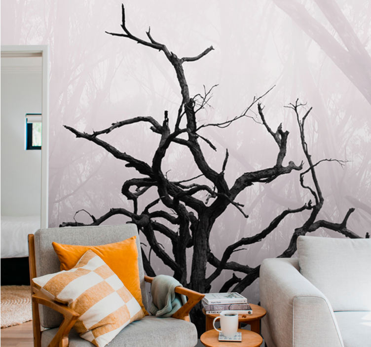 Tree wall mural intricate branches silhouette - TenStickers