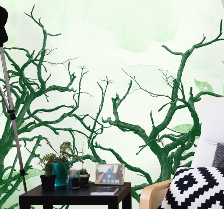 Tree wall mural intricate tree silhouettes - TenStickers