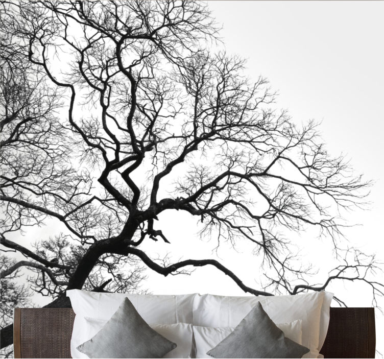 Tree wall mural leafless branches silhouette - TenStickers