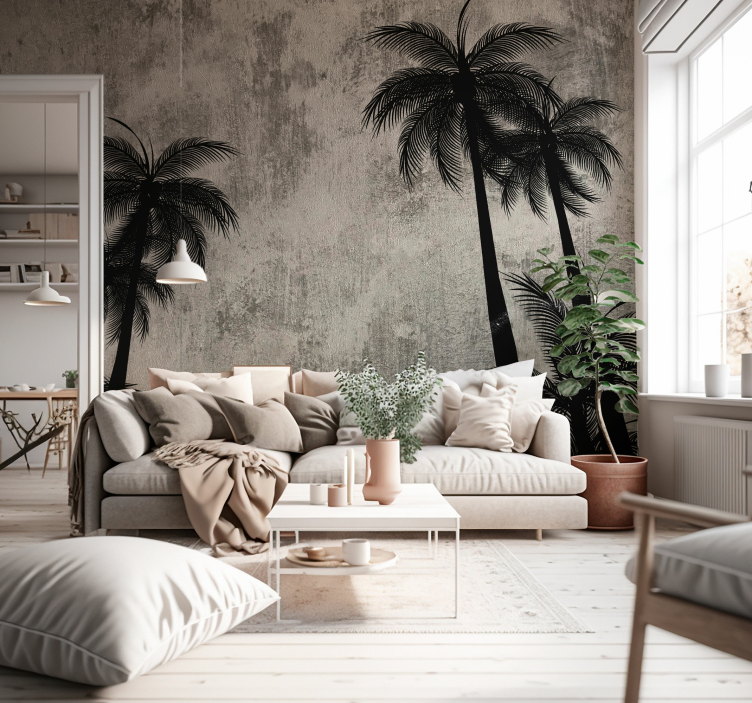 Tree wall mural outline of palm trees - TenStickers