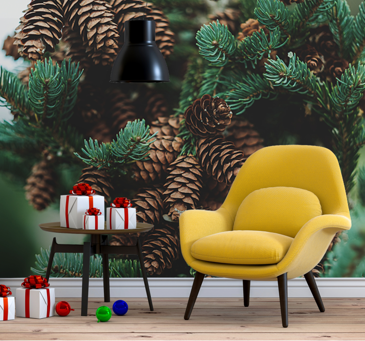 Tree wall mural pine cone cluster design - TenStickers