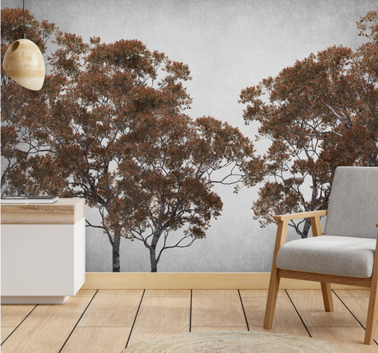Tree wall mural rustic tree silhouette - TenStickers