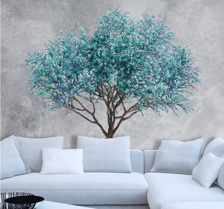Tree wall mural stylized leafy tree - TenStickers