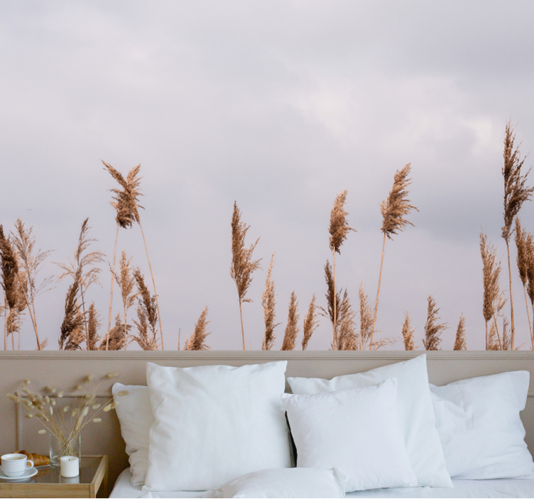 Tree wall mural tall grass silhouettes - TenStickers