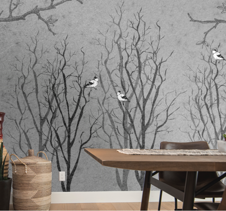 Tree wall mural twigs with birds - TenStickers