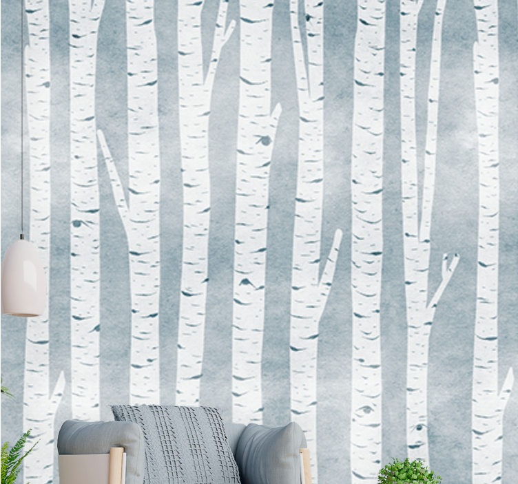 Tree wall mural white birch forest - TenStickers