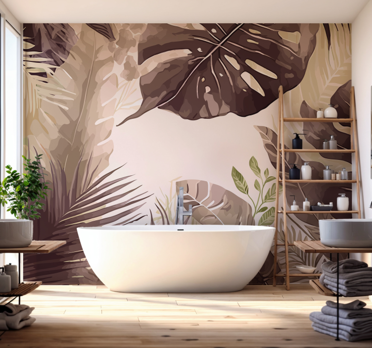 Tropical plants Bathroom Wall Mural - TenStickers