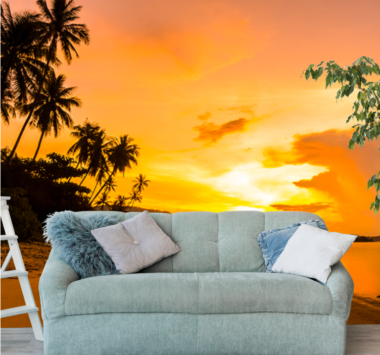 Tropical sunset aesthetic nature wall mural - TenStickers