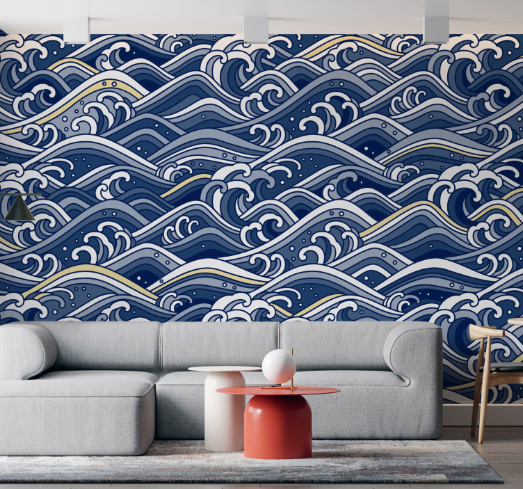 Under the sea mural flowing ocean waves - TenStickers