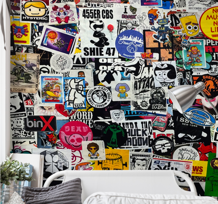 Urban wall mural colorful sticker collage - TenStickers