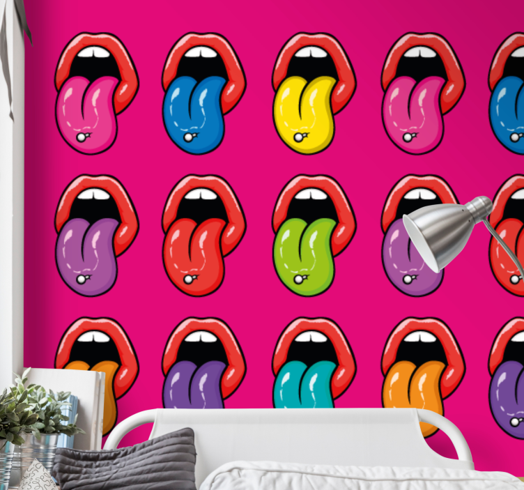 Urban wall mural colorful tongue expressions - TenStickers