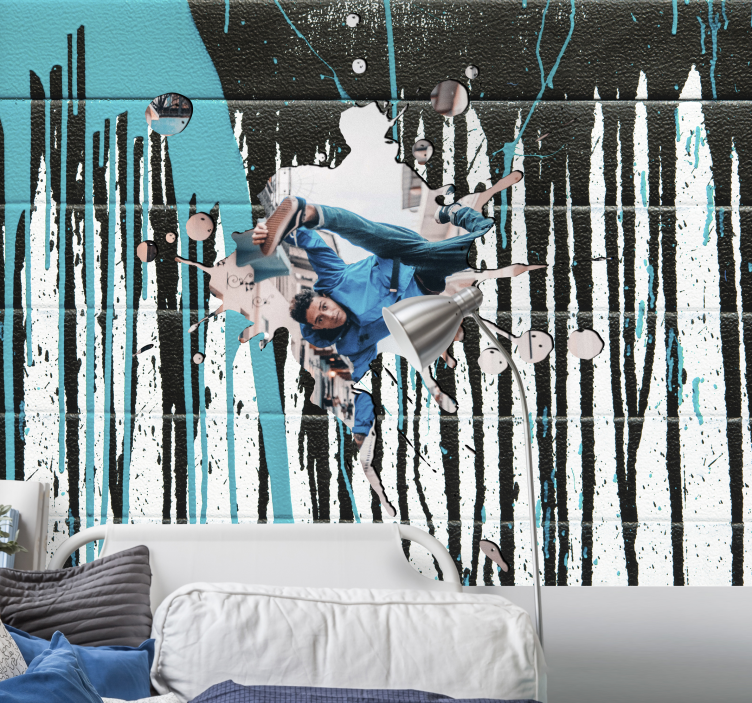 Urban wall mural dynamic skateboarder scene - TenStickers