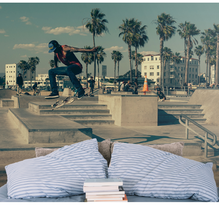 Urban wall mural skateboarder in motion - TenStickers