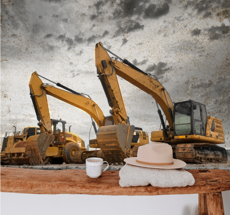 Vehicle wall mural construction equipment display - TenStickers
