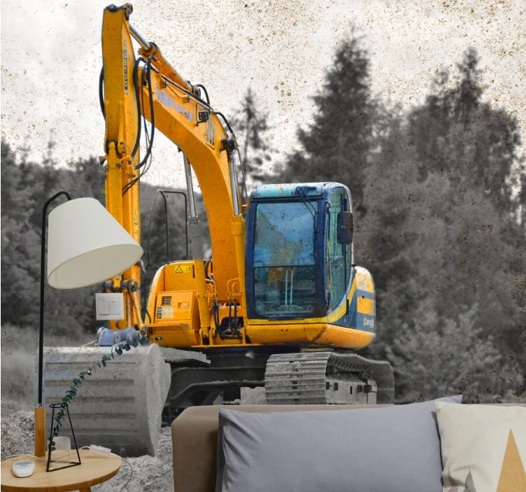 Vehicle wall mural excavator machinery scene - TenStickers