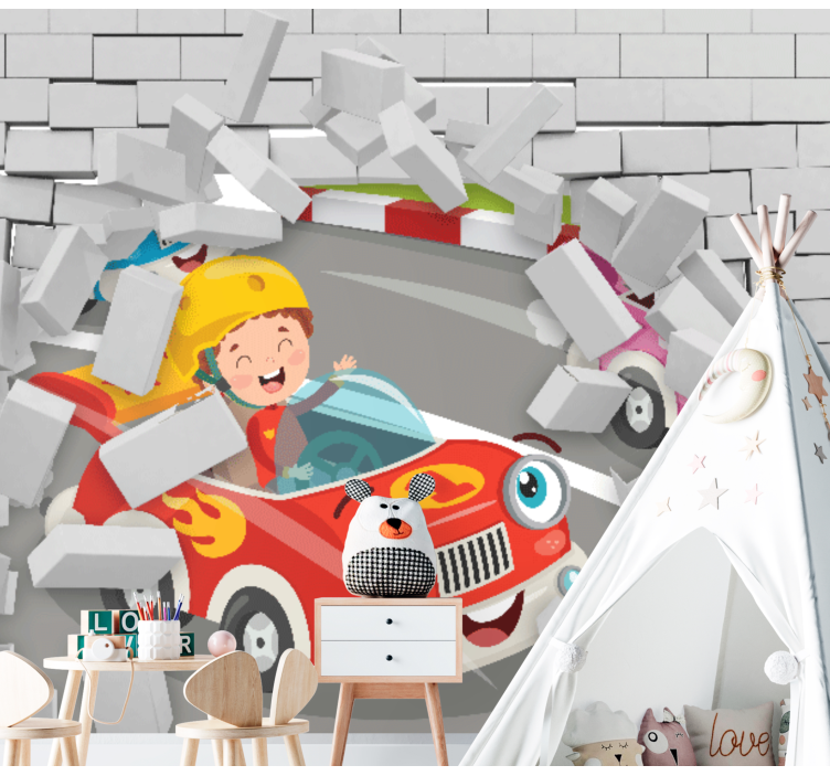 Vehicle wall mural joyful race scene - TenStickers